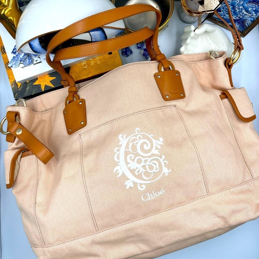 🆕 CHLOE 🧿 BNWOT Baby Canvas Changing Bag, Pink - AUTHENTICATED - Picture 2 of 16